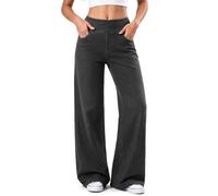 LaiEr Jeans a Gamba Larga da Donna,Vita Alta,Modellante sulla Pancia,Taglio Dritto e Ampio,Alta Elasticità Baggy,Senza Sbiaditure,Adatto per Tempo Libero,Yoga e Fitness,Jeans Elastici a Gamba Larga