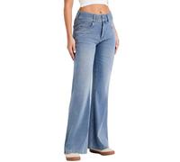 LaiEr Jeans a Gamba Larga Donne,Design con Bottoni Doppi e Verace Apertura con Zip,Gambe Dritte, vestibilità Sciolta,Jeans Casual Molto Elastici.(Blu Medio Chiaro vintageL)