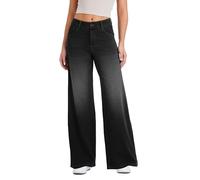 LaiEr Jeans a Gamba Larga Donne,Design di Bottoni Classici e Verace Apertura con Cerniera,Gambe Dritte,vestibilità Sciolta,Jeans Casual Molto Elastici.(Grigio Scuro XS)