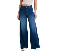 LaiEr Jeans a Gamba Larga Donne,Design di Bottoni Classici e Verace Apertura con Cerniera,Gambe Dritte,vestibilità Sciolta,Jeans Casual Molto Elastici.(Blu Scuro Nostalgico XXL)
