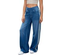 LaiEr Jeans a Gamba Larga Donne,Design Unico a Blocchi di Colore,Vita Alta con Controllo del Ventre,Fit Sviluppato Adatti per Pantaloni di Jeans Baggy con Alta Elasticità(BluScuroNostalgico,M)