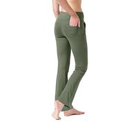 LaiEr Pantaloni da Yoga da Donna con 4 Tasche Pantaloni da Lavoro a Vita Alta 4 Vie Stretch Controllo Pancia Pantaloni Lunghi Svasati, Verde (2 Tasche Laterali e Posteriori), XS