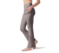 LaiEr Pantaloni da Yoga da Donna con 4 Tasche Pantaloni da Lavoro a Vita Alta 4 Vie Stretch Controllo Pancia Pantaloni Lunghi Svasati, Marrone Chiaro (2 Tasche Laterali e Posteriori), S