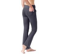 LaiEr Pantaloni da Yoga da Donna con 4 Tasche Pantaloni da Lavoro a Vita Alta 4 Vie Stretch Controllo Pancia Pantaloni Lunghi Svasati, Grigio Scuro (2 Tasche Laterali e Posteriori), XXL
