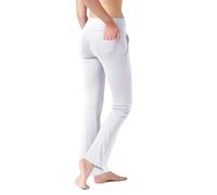LaiEr Pantaloni da Yoga da Donna con 4 Tasche Pantaloni da Lavoro a Vita Alta 4 Vie Stretch Controllo Pancia Pantaloni Lunghi Svasati, Bianco (2 Tasche Laterali e Posteriori), XS