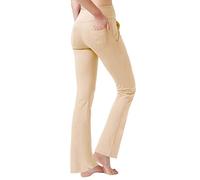 LaiEr Pantaloni da Yoga da Donna con 4 Tasche Pantaloni da Lavoro a Vita Alta 4 Vie Stretch Controllo Pancia Pantaloni Lunghi Svasati, Khaki (2 Tasche Laterali e Posteriori), XL