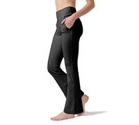 LaiEr Pantaloni da Yoga da Donna con 4 Tasche Pantaloni da Lavoro a Vita Alta 4 Vie Stretch Controllo Pancia Pantaloni Lunghi Svasati, Nero (2 Tasche Laterali e Posteriori), XXL
