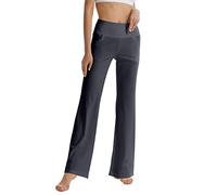 LaiEr Pantaloni da Yoga da Donna con Tasche a Vita Alta Svasata Bootleg Yoga Pantaloni da Allenamento con Tasche Laterali, Grigio Scuro, XXXL