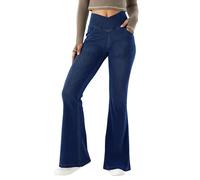 LaiEr Pantaloni Yoga con Incrocio a V,Vita Alta Fitness Skinny Pantaloni,Blu,M