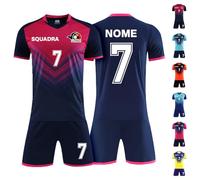 LAIFU Maglia Calcio Personalizzabile con Nome Numero Logo Maglia da Calcio A Manica Corta Pantaloncini da Calcio e Calzini da Calcio Donna Bambini Giovani Adulto