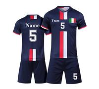LAIFU Personalizzazione della Maglia Kit, Nome Personalizzabile, Nome della Squadra, Numero, Logo della Squadra,Calcio Maglia Personalizzabile Kit,Unisex Bambini e Adulto (Zaffiro a Maniche Corte)