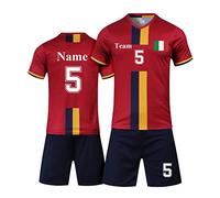 LAIFU Personalizzazione della Maglia Kit, Nome Personalizzabile, Nome della Squadra, Numero, Logo della Squadra,Calcio Maglia Personalizzabile Kit,Unisex Bambini e Adulto (Manica Corta Rossa)