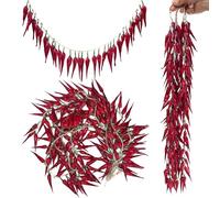 Laiiqi 6 corde di peperoncini artificiali, verdure finte, peperoncini secchi, peperoncino rosso, verdure in plastica, per casa, cucina, fattoria, raccolto, decorazione, oggetti di scena fotografici
