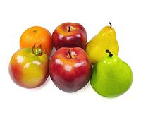 Laiiqi 6 Pezzi Frutta Artificiale, Frutta Finta per Decorativo, Realistica Realistica Mela Rossa Simulazione Verde Giallo Pera Display Frutta Set, Finto Melograno Arancio Puntelli Frutta