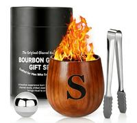 LAIKAIEU Set Bicchieri Da Whisky in Legno Carbonizzato, Bicchiere Borbone Personalizzato, Bicchiere Da Whisky Isolato, Regali Perfetti Per Uomini Marito, Papà, Amanti Del Whisky, Compleanno (S,300ml)