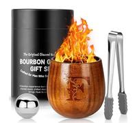 LAIKAIEU Set Bicchieri Da Whisky in Legno Carbonizzato, Bicchiere Borbone Personalizzato, Bicchiere Da Whisky Isolato, Regali Perfetti Per Uomini Marito, Papà, Amanti Del Whisky, Compleanno (F,300ml)