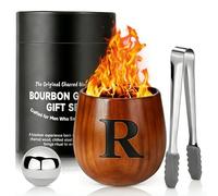 LAIKAIEU Set Bicchieri Da Whisky in Legno Carbonizzato, Bicchiere Borbone Personalizzato, Bicchiere Da Whisky Isolato, Regali Perfetti Per Uomini Marito, Papà, Amanti Del Whisky, Compleanno (R,300ml)