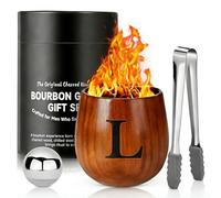 LAIKAIEU Set Bicchieri Da Whisky in Legno Carbonizzato, Bicchiere Borbone Personalizzato, Bicchiere Da Whisky Isolato, Regali Perfetti Per Uomini Marito, Papà, Amanti Del Whisky, Compleanno (L,300ml)