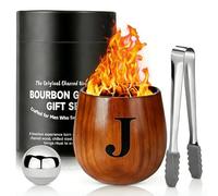 LAIKAIEU Set Bicchieri Da Whisky in Legno Carbonizzato, Bicchiere Borbone Personalizzato, Bicchiere Da Whisky Isolato, Regali Perfetti Per Uomini Marito, Papà, Amanti Del Whisky, Compleanno (J,300ml)