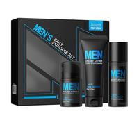 LAIKOU Set per la Cura Della Pelle del Viso da Uomo, 3 pezzi Kit Regalo Skincare Uomo, con Detergente Viso Tonico Crema Idratante, Idee Regali Papà Adolescente Maschio