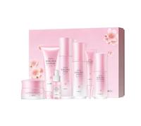 LAIKOU Set per la Cura Della Pelle Sakura, 7pcs Set Regalo per la Cura Della Pelle, Detergente Viso, Tonico Idratante, Lozione, Crema per Gli Occhi, Siero, Crema, Primer Trucco
