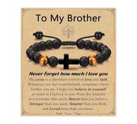 Laikoutd Bracciale con Croci Regolabili E Perline per Ragazzi Battesimo Cresima Comunione Regali Confezione Regalo Figlioccio Nipote Nipote Braccialetto Pietra Occhio Tigre