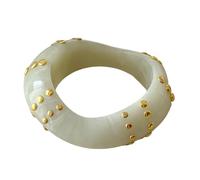 Laikoutd Bracciale moderno in resina, catena da polso, accento geometrico e borchie, cinturino largo per un look trendy a strati, elegante braccialetto a spillo