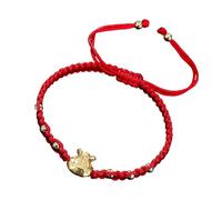 Laikoutd Bracciale Regolabile con Cordino Rosso Intrecciato con Perline Agata E Campanelli per Gioielli in Stile Culturale. Bracciale Regolabile Intrecciato in Stile Cinese