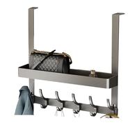 Laikoutd Drillless Door Mounted Hooks Nonslip Coat Rack Sturdy Aluminum Alloy Carbon Steel Vertical Storage Solution for Small Spaces Over The Door Hooks Drilless