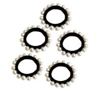 Laikoutd Elegant Artificial Pearls Hairband For Women 5PCS Soft Elastic Scrunchies Ponytail Holder For Various Occasion And Outfit Artificial Pearls Hair Accessories