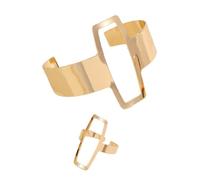 Laikoutd Elegant Date Bracelet Geometric And Rings Set With Comfortable Open Designs Charm Jewelry For Everyday Use Geometric Ring Set