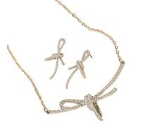 Laikoutd Elegante Collana Con Fiocco E Orecchini Con Ornamento Eleganti Catenine Da Collo Orecchini A Bottone Accessori Per Gioielli Per Donne Ragazze