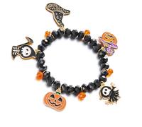 Laikoutd Lightweight Comfortable Halloween Bracelet Crystal Decorated Alloy Jewelry Wristlet Hand Chain for Festive Occasion Festive Bat Design Bracelet