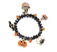 Laikoutd Lightweight Comfortable Halloween Bracelet Crystal Decorated Alloy Jewelry Wristlet Hand Chain for Festive Occasion Festive Bat Design Bracelet