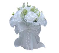 Laikoutd Realistic Silk Flower Bridal Bouquet With Pearls And Tulle - Wedding Ceremony & Formal Occasion Essential Wedding Bouquet