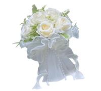 Laikoutd Realistic Silk Flower Bridal Bouquet With Pearls And Tulle - Wedding Ceremony & Formal Occasion Essential Wedding Bouquet