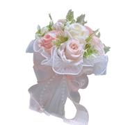 Laikoutd Realistic Silk Flower Bridal Bouquet With Pearls And Tulle - Wedding Ceremony & Formal Occasion Essential Wedding Bouquet