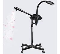 lailelaodi Vaporizzatore viso professionale, vaporizzatore viso deozono 2 in 1 su ruote, con lampada di ingrandimento 5X, vaporizzatore viso con regolazione del tempo, vaporizzatore viso in piedi