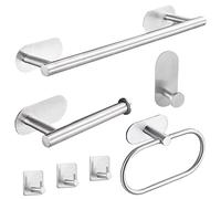 Laimew Set di Porta Asciugamani Bagno Adesivo, 7 Pezzi Accessori in Acciaio Inossidabile d'argento da 16 Pollici