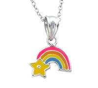 Laimons Kids Collana con ciondolo per bambini Arcobaleno Rosa, Arancione, Giallo, Blu Argento Sterling 925