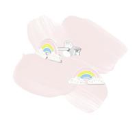 Laimons Kids, orecchini per bambini, gioielli per bambini, fascia luminosa a forma di arcobaleno con glitter bianco in argento sterling 925