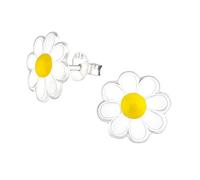 Laimons Orecchini da bambina in argento Sterling 925 a forma di fiore bianco giallo dolce 10 mm