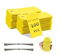 Lainballow 200 etichette per spedizioni in plastica con filo, 10,2 x 6,5 cm, impermeabili, etichette in plastica, etichette da appendere con fori in metallo rinforzato, per bagagli, attrezzature da