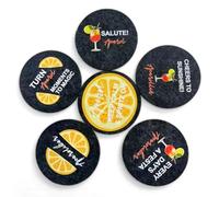 LAINIKE 6 sottobicchieri rotondi in feltro per fan di Aperol, sottobicchieri in feltro antiscivolo, resistenti al calore, per tazze da tavolo, bar, bevande, 6 pezzi