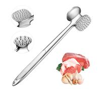 LAINIKE Batticarne Zcciaio Inox Professionale, Martello per Carne Doppia Faccia, Batti Carne da Cucina con Impugnatura Antiscivolo 24.5 cm Acciaio Inossidabile per Bistecca, Cotoletta, Maiale, Pollo