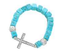 LAIOUSN Braccialetti con croci turchesi regolabili in metallo elastico gioielli per tutti i giorni unisex accessorio croci gioielli elasticizzati, Misura unica, come descritto