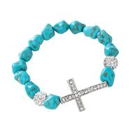 LAIOUSN Braccialetti con croci turchesi regolabili in metallo elastico gioielli per tutti i giorni unisex accessorio croci gioielli elasticizzati, Misura unica, come descritto