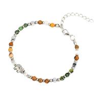 LAIOUSN Braccialetto regolabile ispirato alla fauna selvatica africana, con turchese e elefante, per amanti della natura e collezionisti, braccialetto regolabile con perline verdi, Misura unica, come