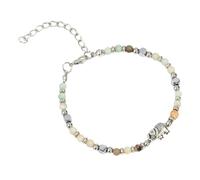 LAIOUSN Braccialetto regolabile ispirato alla fauna selvatica africana, con turchese e elefante, per amanti della natura e collezionisti, braccialetto regolabile con perline verdi, Misura unica, come