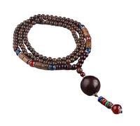 LAIOUSN Collana con perline in legno fatta a mano, collana lunga e delicata unisex